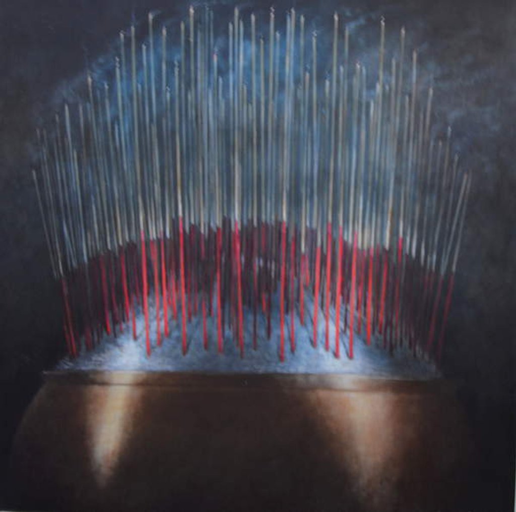 Detail of Incense Sticks in Bronze Bowl, 2019 by Lincoln Seligman