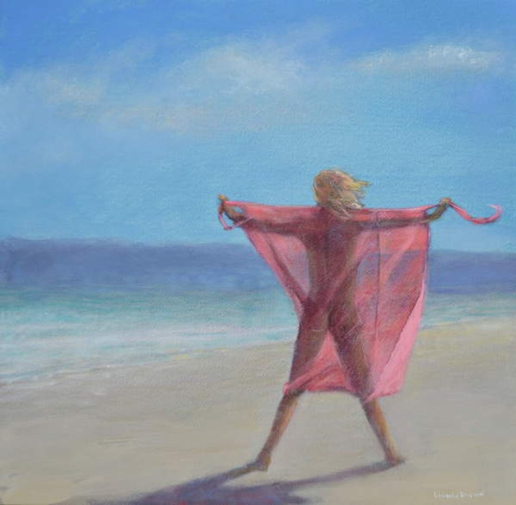 Detail of Pink Sari on the Beach, 2019 by Lincoln Seligman