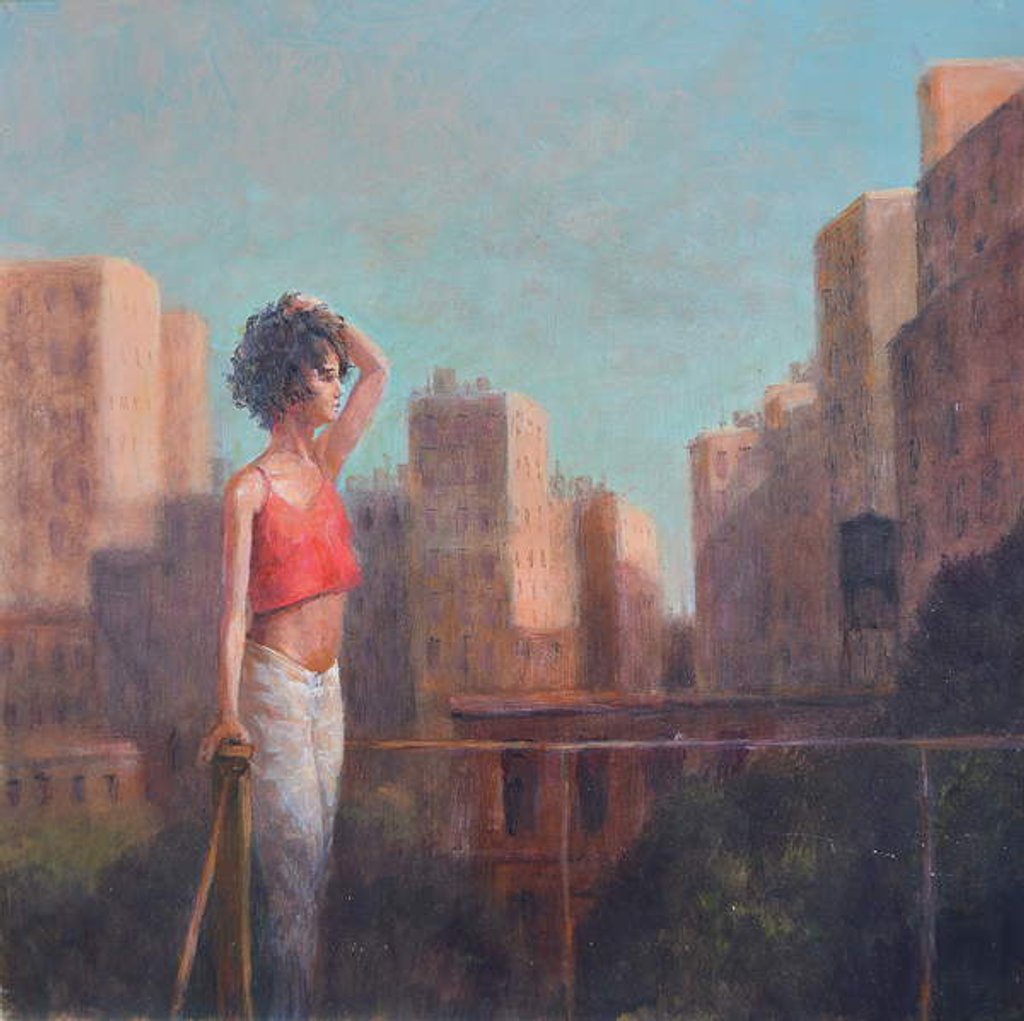 Detail of Girl on rooftop, New York, 2019 by Lincoln Seligman