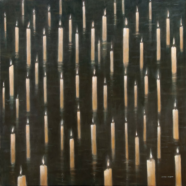 Detail of Candles on the Lake, Udaipur, India, 2012 by Lincoln Seligman