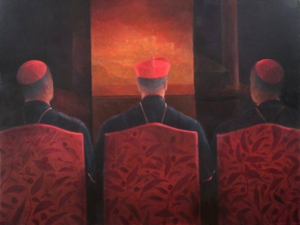 Detail of Three Cardinals, 2012 by Lincoln Seligman