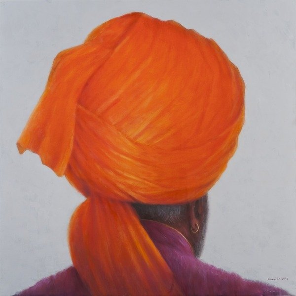 Detail of Saffron Turban, 2014 by Lincoln Seligman