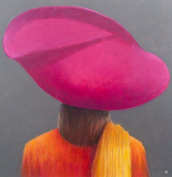 Detail of Magenta Hat, Saffron Jacket, 2014 by Lincoln Seligman