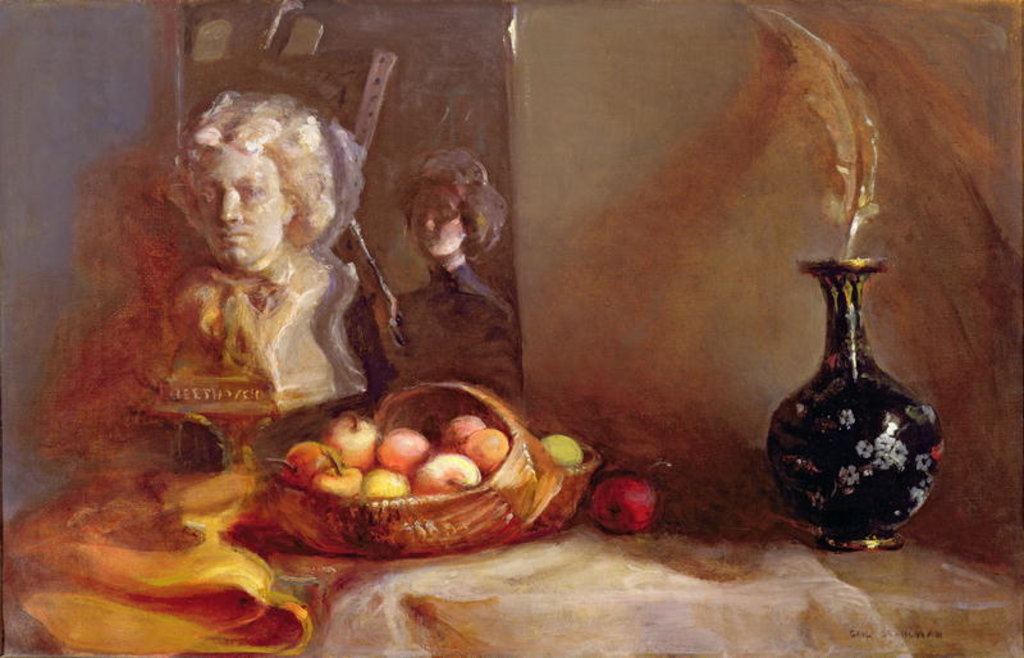 Detail of Still Life with Apples and Beethoven's Bust by Gail Schulman