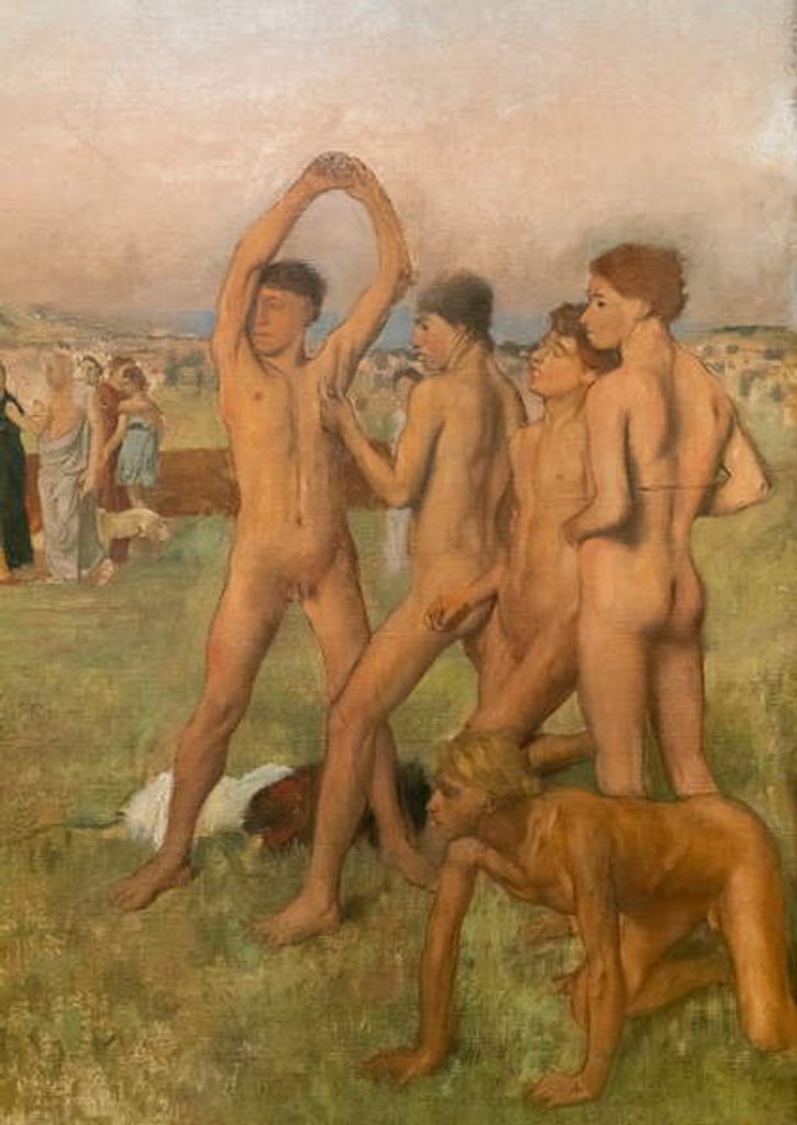 Detail of Little Spartan girls provoking boys by Edgar Degas