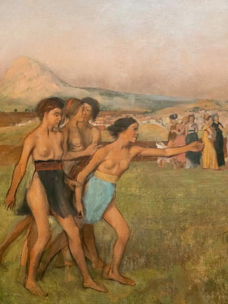 Detail of Little Spartan girls provoking boys by Edgar Degas