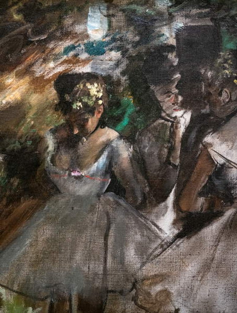 Detail of Three dancers behind the scenes. 1880-1885 by Edgar Degas