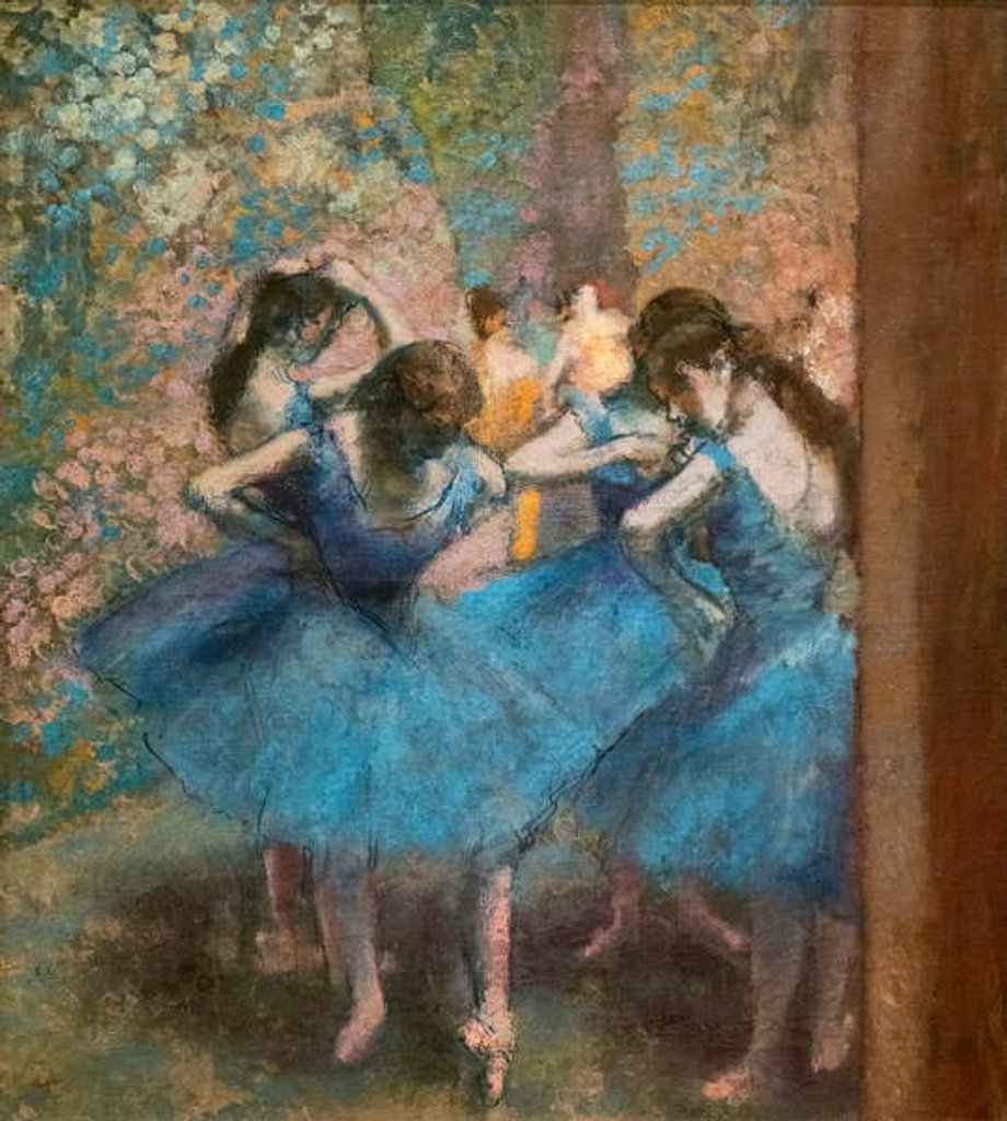 Detail of Blue dancers by Edgar Degas