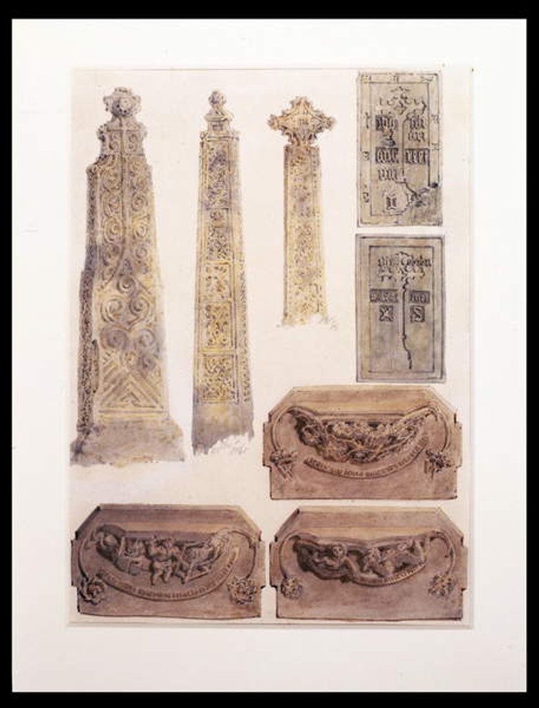 Detail of Eight Studies of crosses, brasses and misericords from Whalley Church, Whalley, Lancashire by Joseph Mallord William Turner