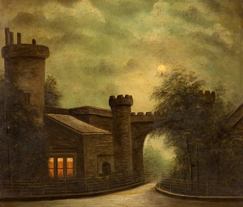 Detail of Entrance to Towneley Park, by Moonlight by English School