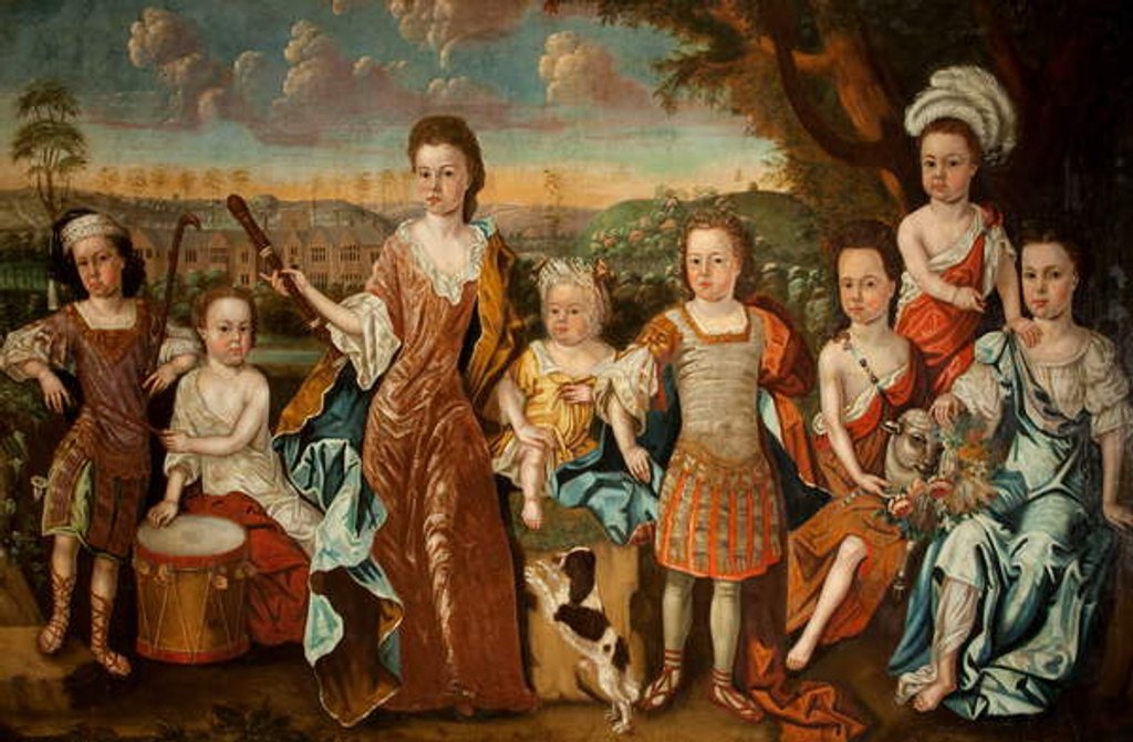 Detail of The Strachey Family, c.1710 by English School