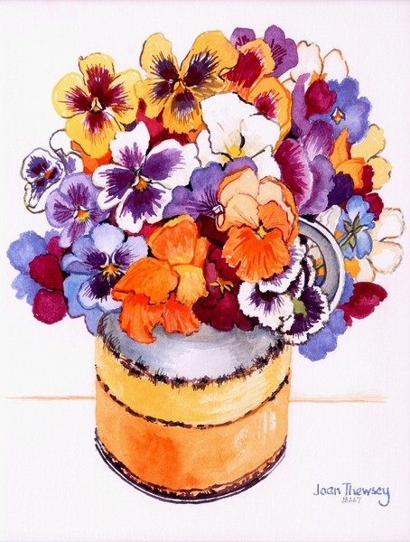 Detail of Pansies in a Midwinter Jug, 2000 by Joan Thewsey