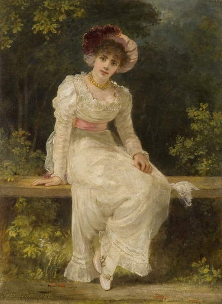 Detail of Lady Seated in a Garden by Jerry Barrett