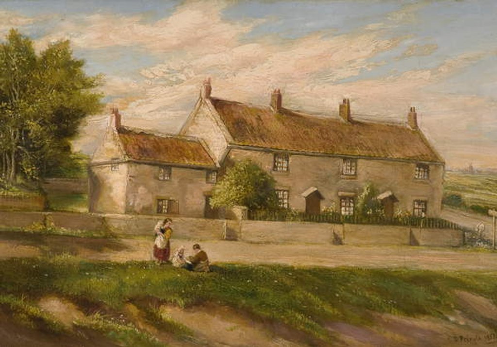 Detail of Rural Scene with Row of Cottages, 1851 by David Pringle