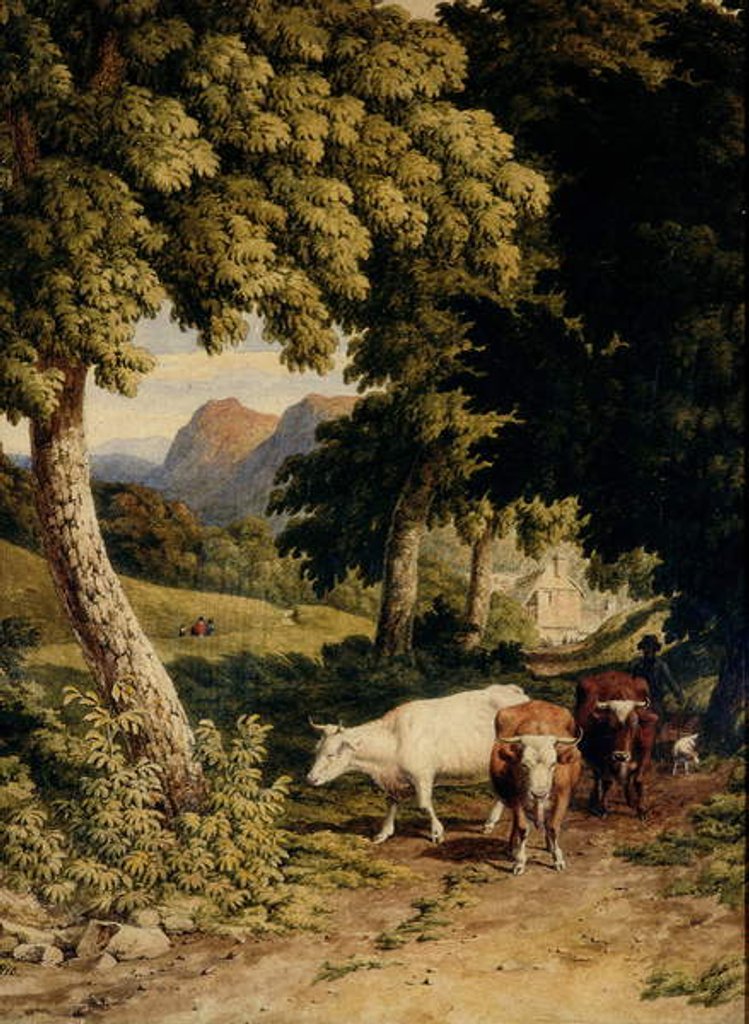 Detail of Landscape with Cattle and Herdsman, 1810 by Robert Hills