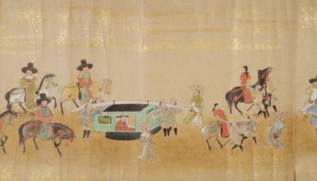 Detail of Sixth Korean Embassy to Japan in Meireki 1 at the time of Tokugawa Ietsuna's succession in 1651, possibly by Kano Masunobu by Japanese School