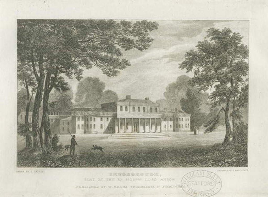 Detail of Shugborough Hall: engraving, nd [c 1830] by Frederick Calvert