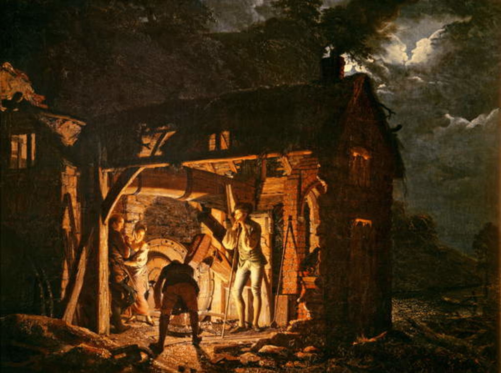 Detail of The Iron Forge Viewed from Without, c.1770s by Joseph Wright of Derby