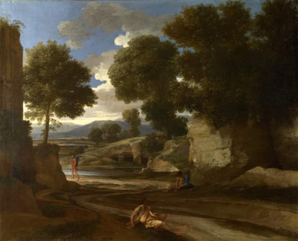 Detail of Landscape with Travellers Resting, c.1638 by Nicolas Poussin