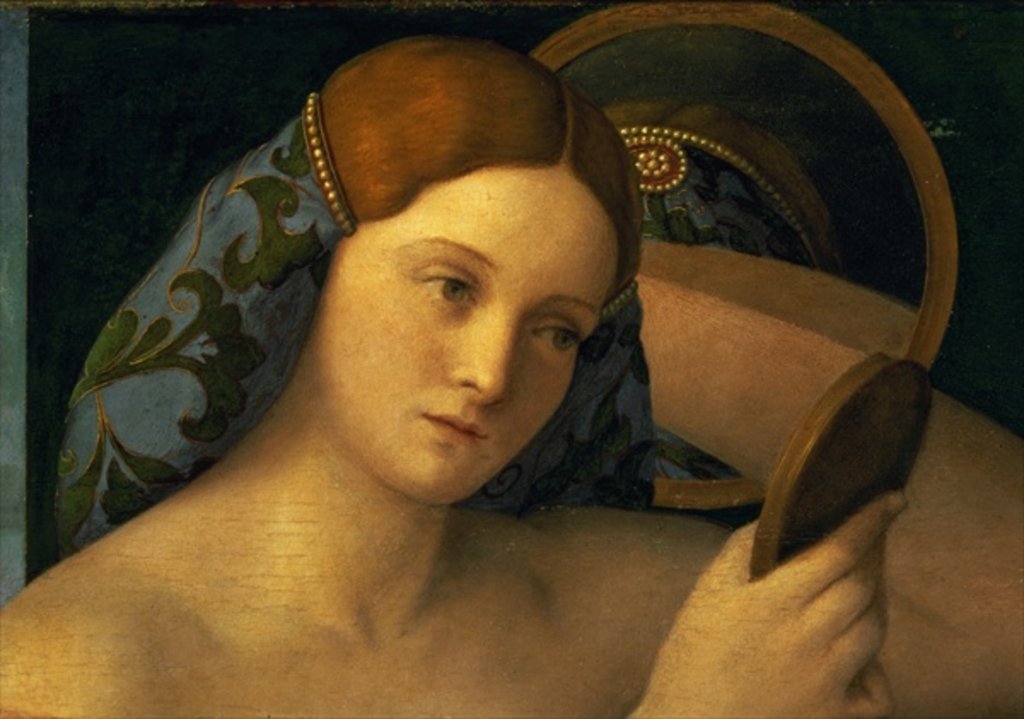 Detail of Young Woman at her Toilet, detail of the face, 1515 by Giovanni Bellini