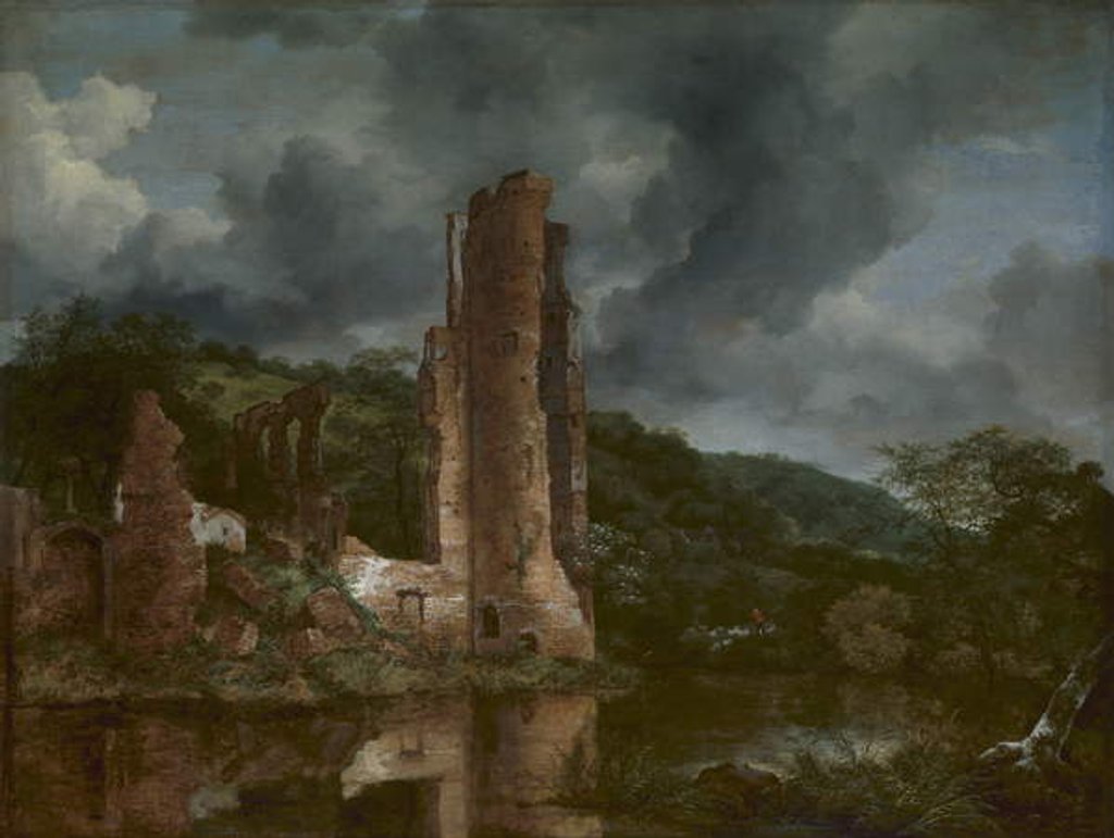 Detail of Landscape with the Ruins of the Castle of Egmond, 1650-55 by Jacob Isaaksz. or Isaacksz. van Ruisdael