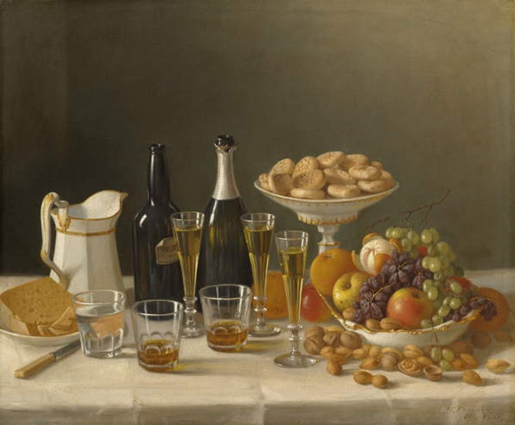 Detail of Wine, Cheese, and Fruit, 1857 by John F. Francis