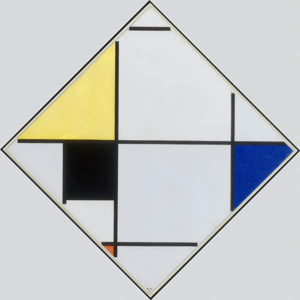 Detail of Lozenge Composition with Yellow, Black, Blue, Red, and Gray, 1921 by Piet Mondrian