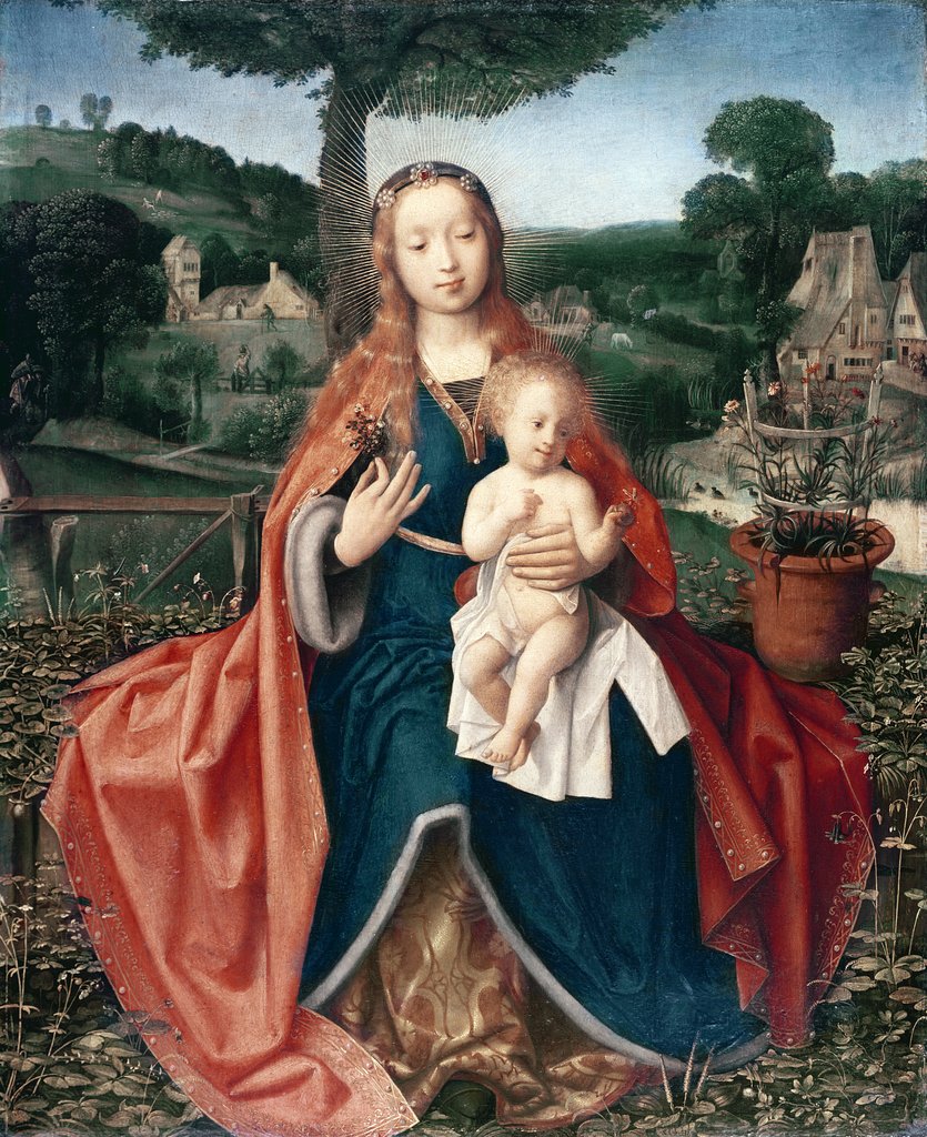 Detail of The Virgin and Child in a Landscape by Jan Provoost