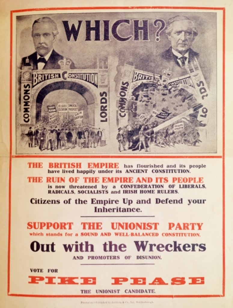 Detail of Unionist Party Poster for the British General Election of January 1910 by English School