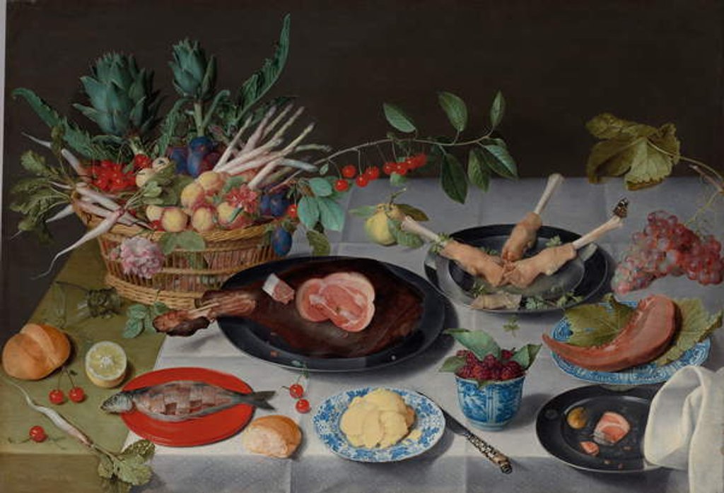 Detail of Still Life with Meat, Fish, Vegetables and Fruit, c.1615-20 by Jacob van Hulsdonck