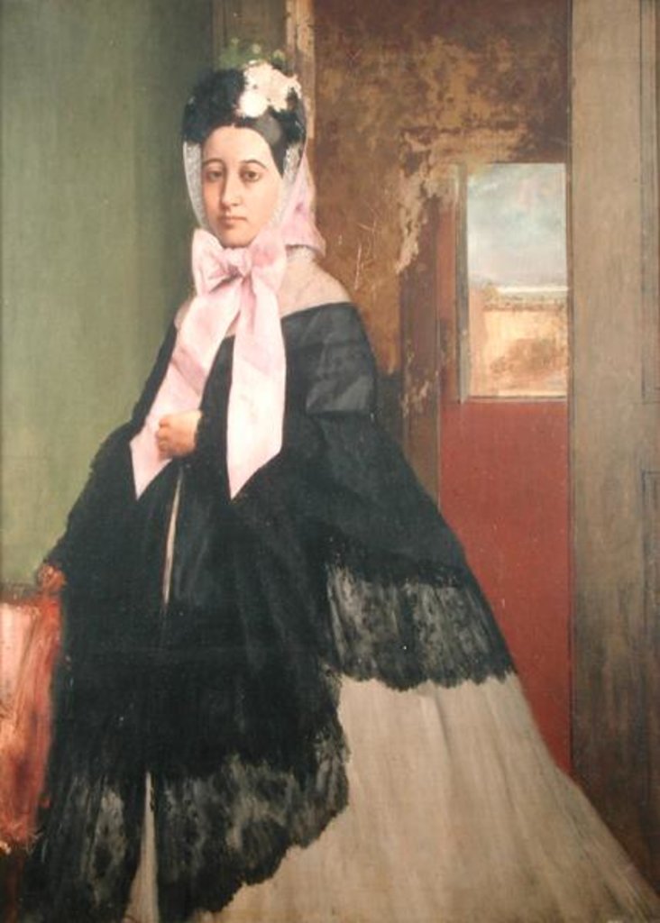 Detail of Therese de Gas, sister of the artist, later Madame Edmond Morbilli, c.1863 by Edgar Degas