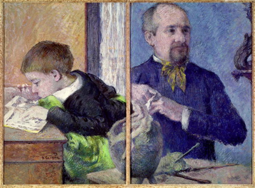 Detail of Portrait of Jean Paul Aube and his son by Paul Gauguin