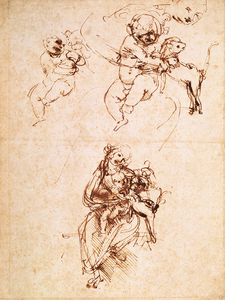 Detail of Studies for a Madonna with a Cat, c.1478-80 by Leonardo da Vinci