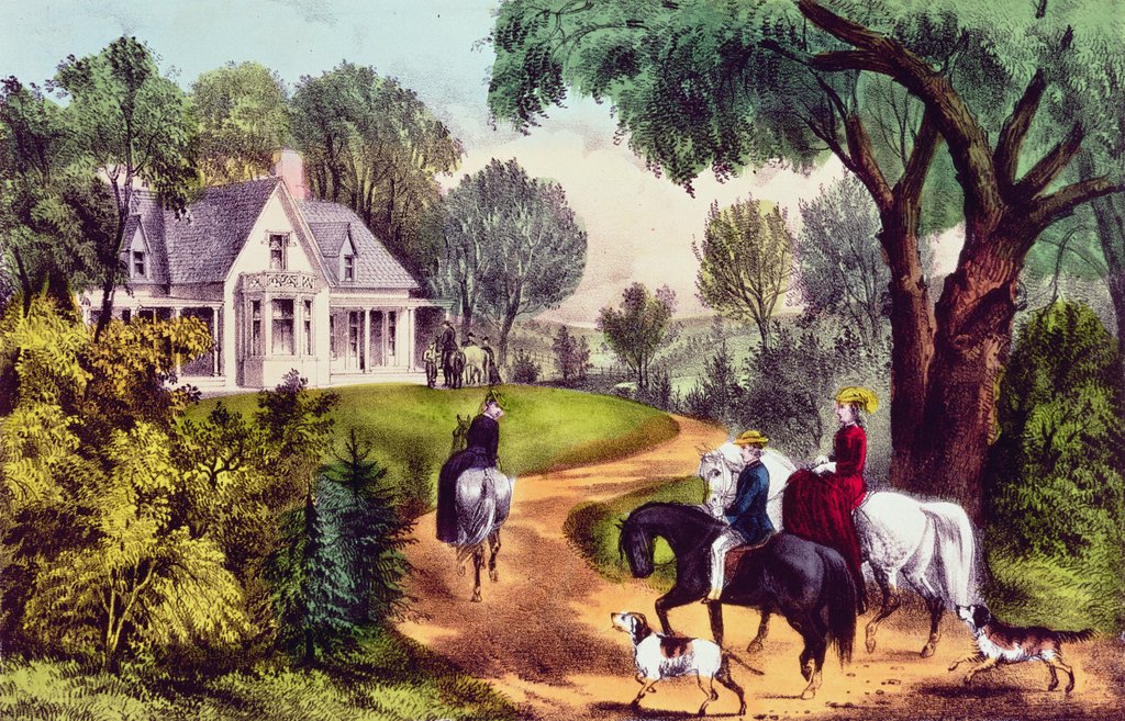 Detail of Summer in the Country, published by Nathaniel Currier and James Merritt Ives by American School