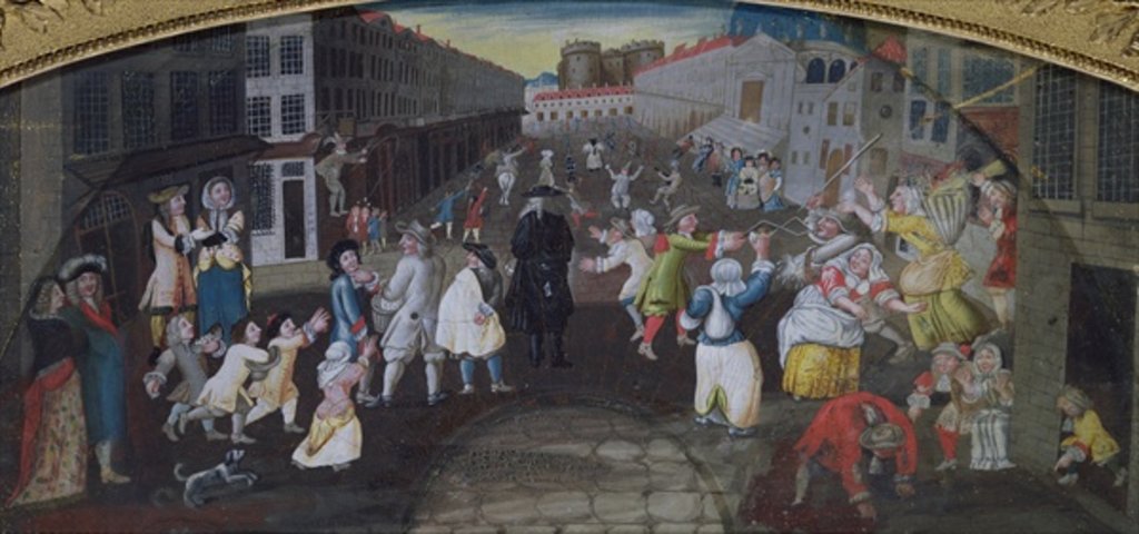 Detail of Street Performers at the Carnival Populaire, Rue Saint Antoine, c.1670 by French School