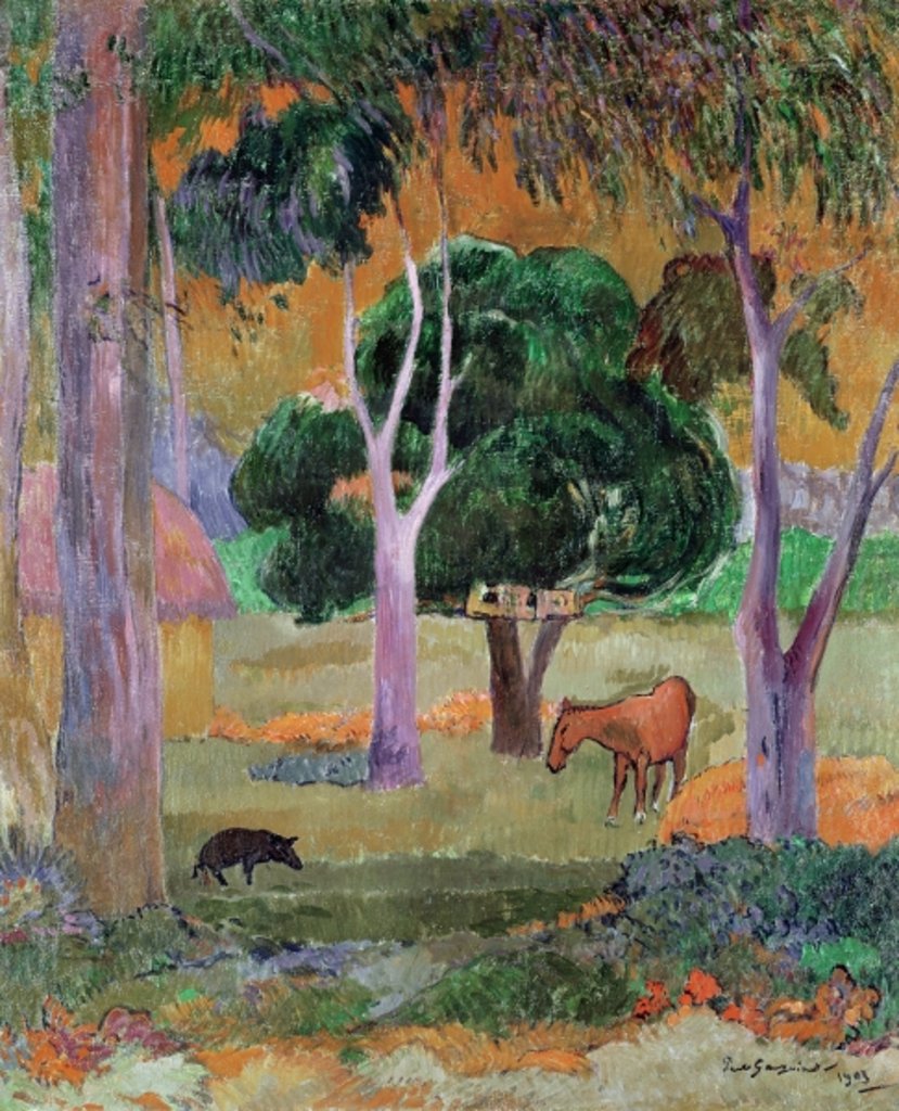 Detail of Dominican Landscape or, Landscape with a Pig and Horse, 1903 by Paul Gauguin