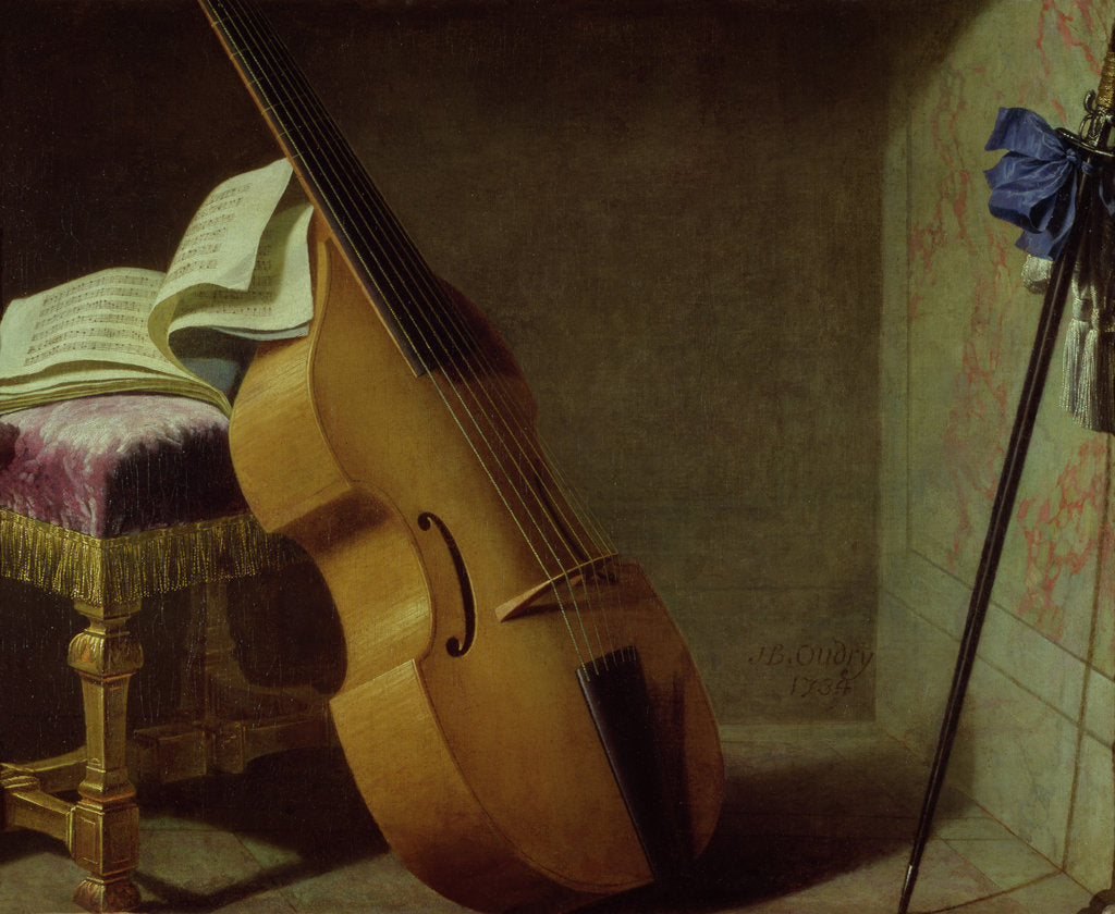 Detail of Bass Viol, Score Sheet and a Sword, 1693 by Boyer