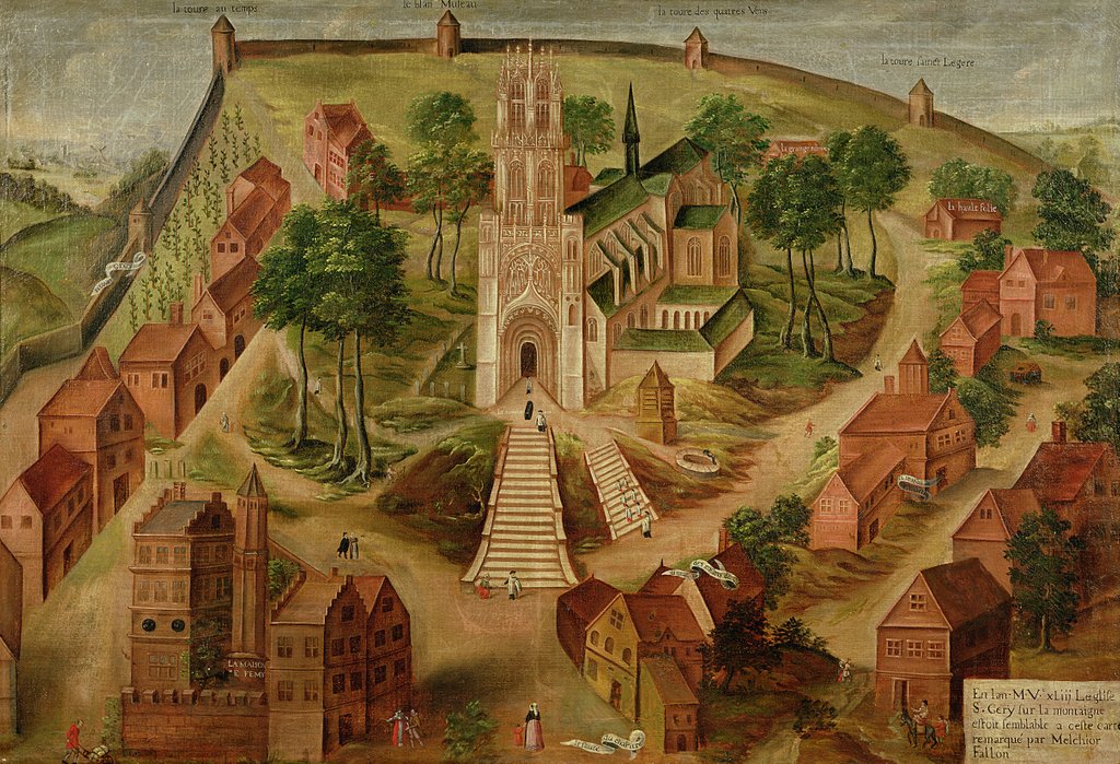 Detail of The Church of Saint-Gery, Cambrai, on the Mont des Boeufs, 1543 by Melchior Fallon