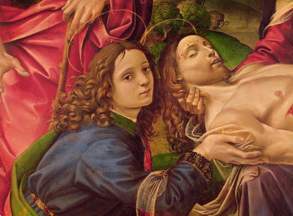 Detail of The Lamentation of Christ, detail of the head of Christ and St. John the Baptist by Capponi