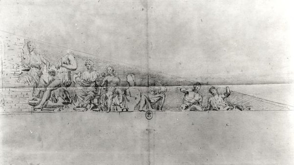 Detail of Study of the frieze from a pediment of the Parthenon by Jacques Carrey