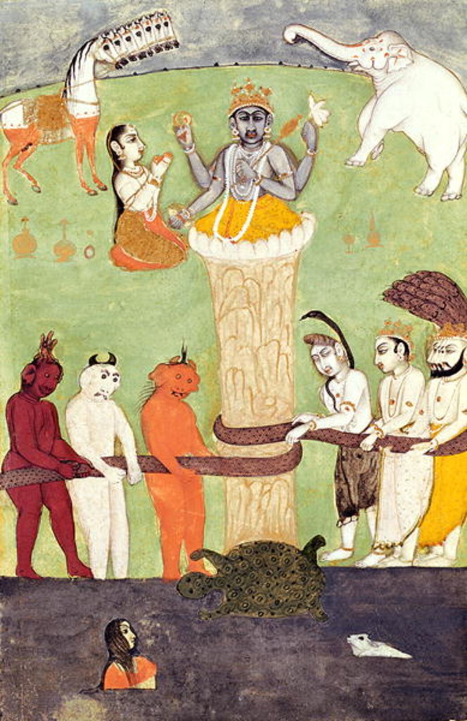 Detail of Churning of the Sea of Milk, 15th-17th century by School Indian