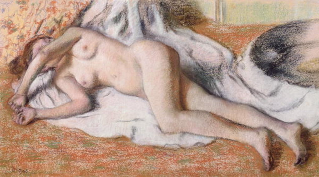 Detail of After the Bath or, Reclining Nude, c.1885 by Edgar Degas