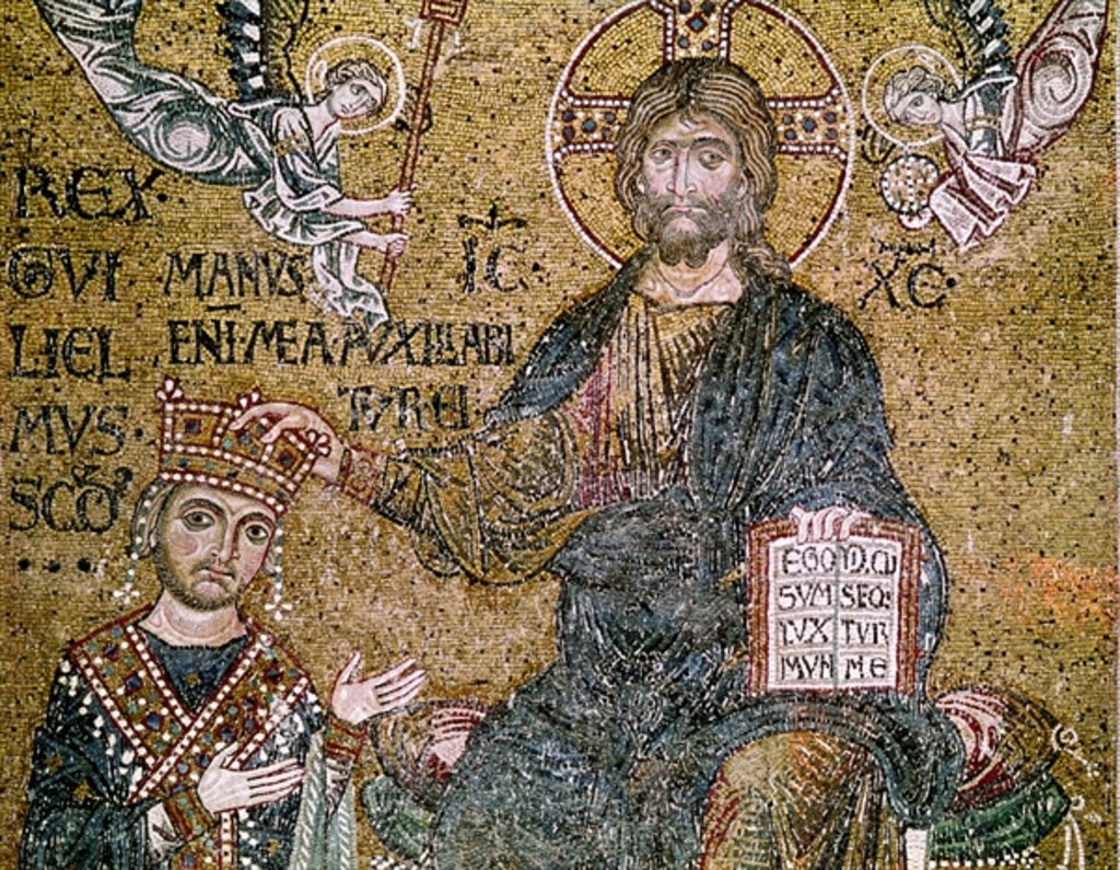 Detail of William II King of Sicily receiving a crown from Christ by Byzantine School