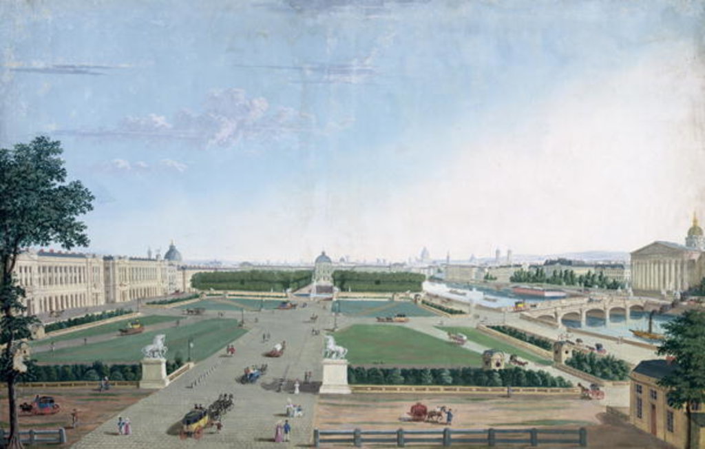 Detail of View of the Place Louis XV and the Jardin des Tuileries, 1815-30 by Henri Courvoisier-Voisin