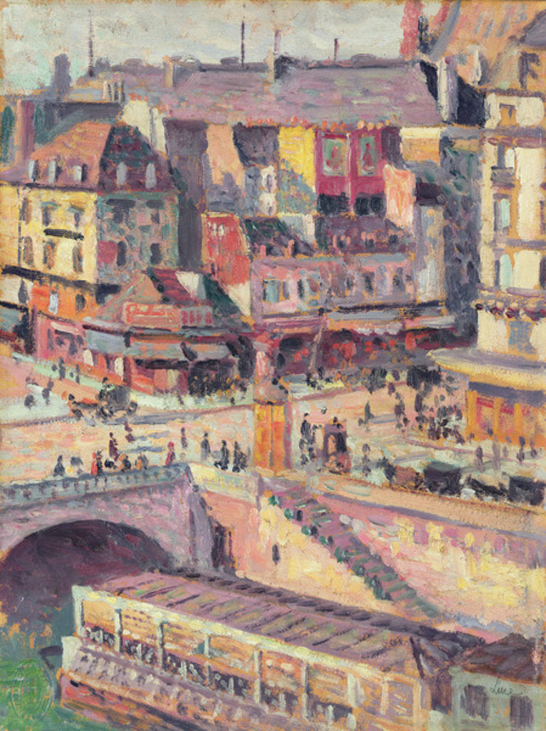 Detail of The Pont Saint-Michel and the Quai des Orfevres, Paris, c.1900-03 by Maximilien Luce