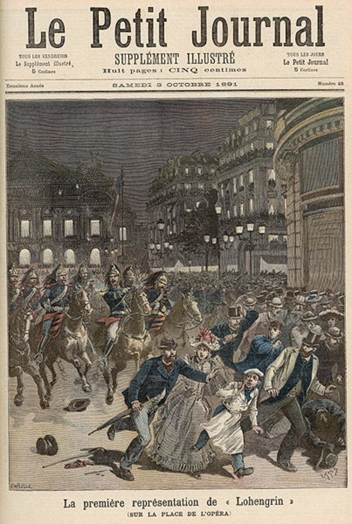 Detail of Riots in Paris objecting to the Performance of 'Lohengrin' at the Palais Garnier by Fortune Louis & Meyer Henri Meaulle