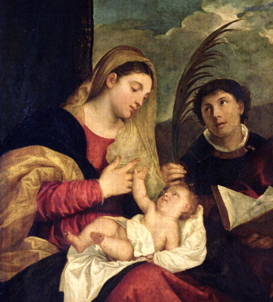 Detail of Madonna and Child with SS. Stephen, Jerome and Maurice by Titian