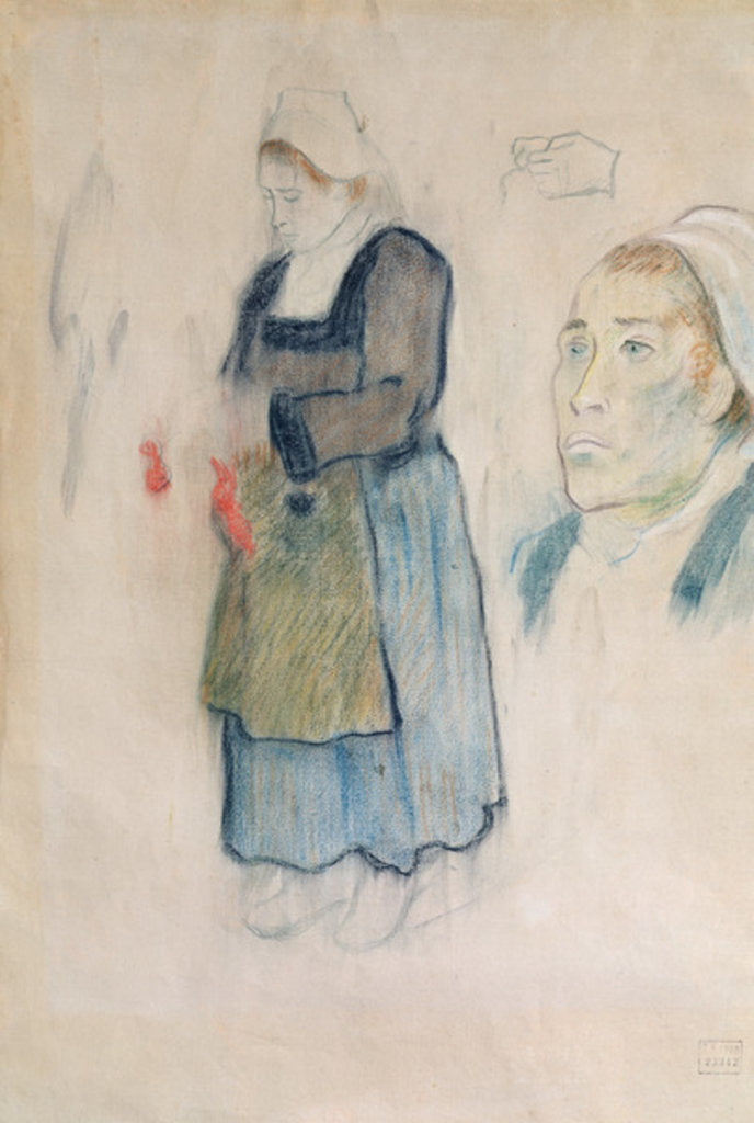 Detail of Studies of Breton peasants, 1888 by Paul Gauguin