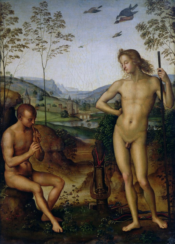 Detail of Apollo and the Shepherd Daphnis?, c.1490-1500 by Pietro Perugino