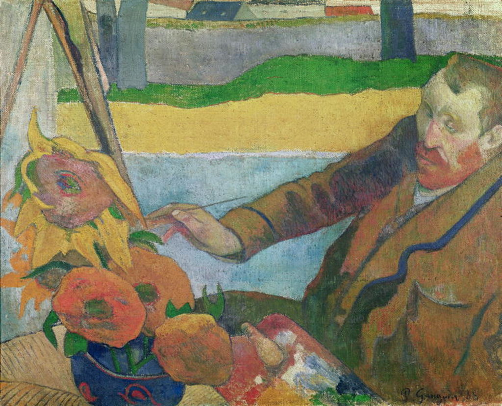 Detail of Van Gogh painting Sunflowers, 1888 by Paul Gauguin